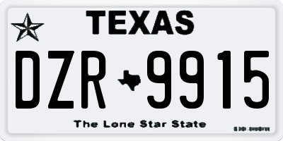 TX license plate DZR9915
