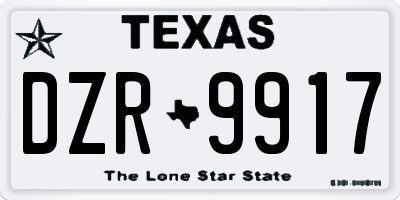 TX license plate DZR9917
