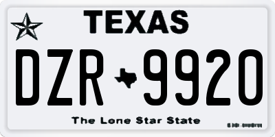 TX license plate DZR9920