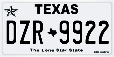 TX license plate DZR9922