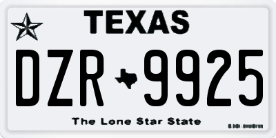 TX license plate DZR9925