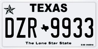 TX license plate DZR9933