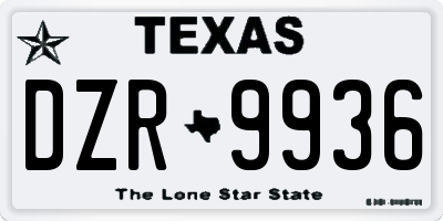 TX license plate DZR9936