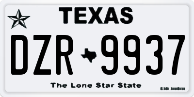 TX license plate DZR9937