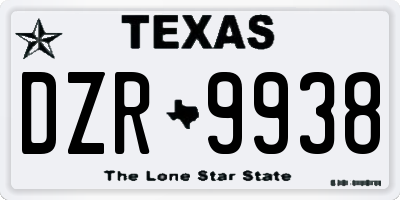 TX license plate DZR9938