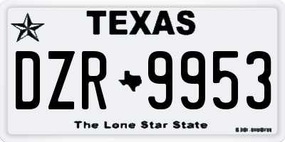 TX license plate DZR9953