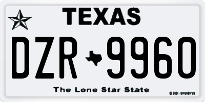 TX license plate DZR9960