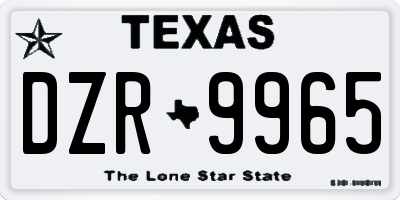 TX license plate DZR9965