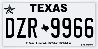 TX license plate DZR9966
