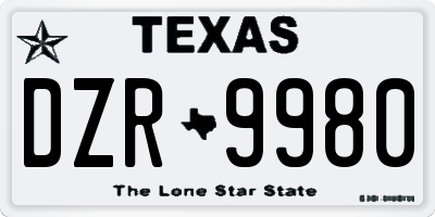 TX license plate DZR9980