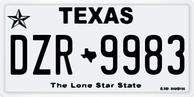 TX license plate DZR9983