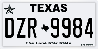 TX license plate DZR9984