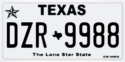 TX license plate DZR9988
