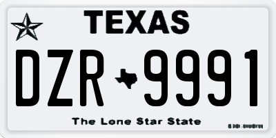 TX license plate DZR9991