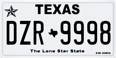 TX license plate DZR9998