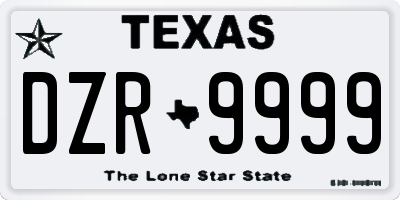 TX license plate DZR9999