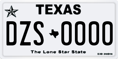TX license plate DZS0000