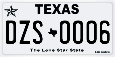 TX license plate DZS0006