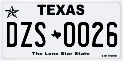 TX license plate DZS0026