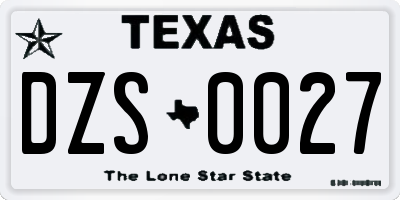 TX license plate DZS0027