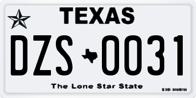 TX license plate DZS0031