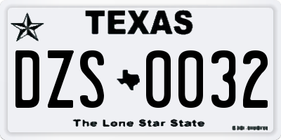 TX license plate DZS0032
