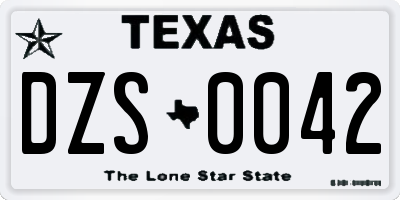 TX license plate DZS0042