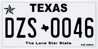 TX license plate DZS0046
