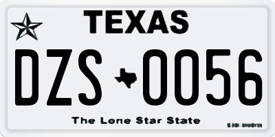 TX license plate DZS0056
