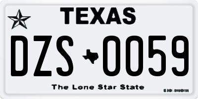 TX license plate DZS0059