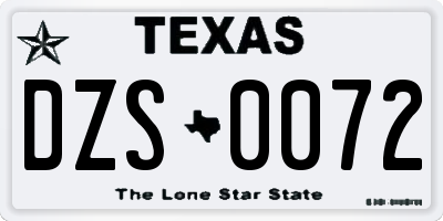 TX license plate DZS0072
