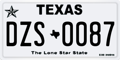 TX license plate DZS0087