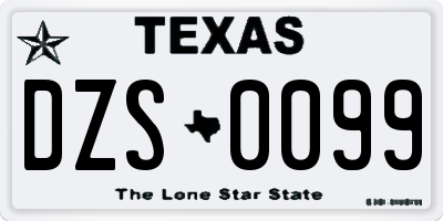 TX license plate DZS0099