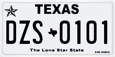 TX license plate DZS0101
