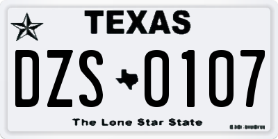 TX license plate DZS0107