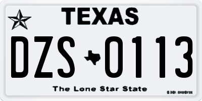 TX license plate DZS0113