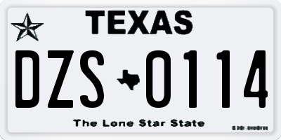 TX license plate DZS0114