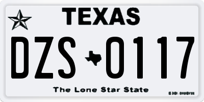 TX license plate DZS0117