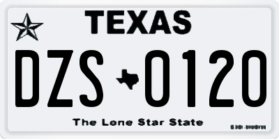 TX license plate DZS0120