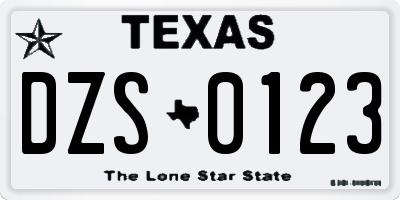 TX license plate DZS0123