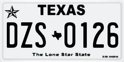 TX license plate DZS0126