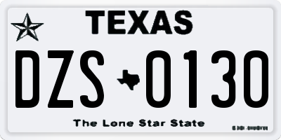 TX license plate DZS0130