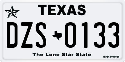 TX license plate DZS0133