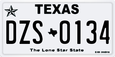 TX license plate DZS0134