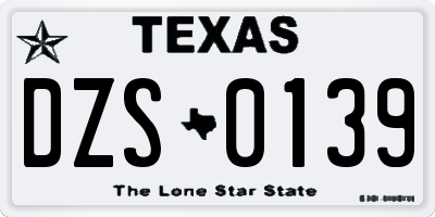 TX license plate DZS0139