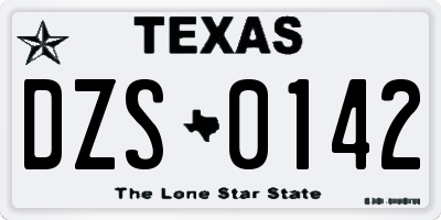 TX license plate DZS0142