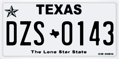 TX license plate DZS0143