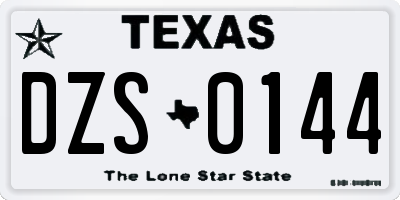 TX license plate DZS0144