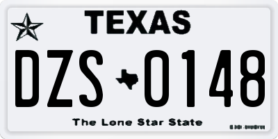 TX license plate DZS0148