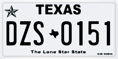 TX license plate DZS0151